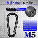 50 Pack 2" Heavy Duty Carabiner Clips, M5 Black Galvanized Steel Spring Snap Hooks, Rust-Resistant Keychain Clips for Hammock, Camping, Hiking, Fishing, Swing Set