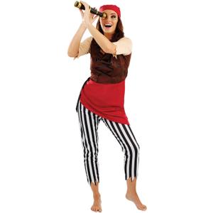 fun shack Women's Pirate Costume, First Mate Adult Halloween Outfit, Classic Pirate Dress for Parties and Events,  L