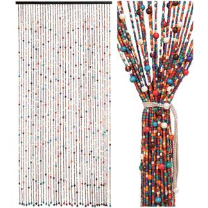 38 Strands Beaded Curtain Bamboo Curtain for Doorways Multi-Scenario Application Purely Handmade Beaded Curtains as Insect Screen for Bedroom or Balcony 35.4" x 78.7", Rainbow
