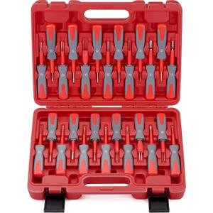 DAYDOOR Terminal Removal Tool Kit, 26 Pcs Depinning Tool Pin Removal Tool Kit, Connector Pin Removal Tool, Pin Extractor Tool Kit for Automotive Car Universal Vehicle Wire HarnessRed