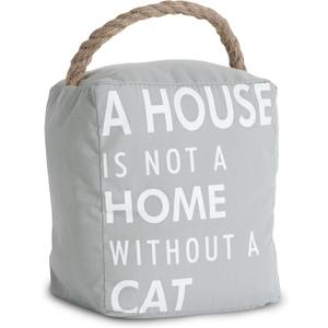 Pavilion Gift Company 72155 Cat Door Stopper, 5 by 6-Inch, Grey, White