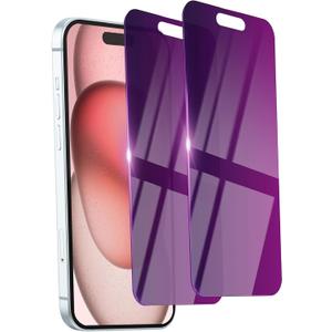 2 Pack Privacy Screen Protector for iPhone 15 Tempered Glass 6.1inch Private Glass Anti-Spy Eye Protection Anti-Scratch Full Coverage No Bubble