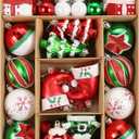 Christmas Ball Ornaments Set, 50 ct Red Green White Assorted Xmas Elements Theme Ornaments, Shatterproof Decorative Hanging Ball Ornaments for Holidays Party Wedding Christmas Tree Decoration
