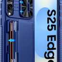 GooseBox for Samsung Galaxy S25 Edge Case Wallet with RFID [Cards Holder][Camera Cover][Edge Raised] Full Body Shockproof Silicone Protective Phone Case for Galaxy S25 Edge 2025 (Blue)
