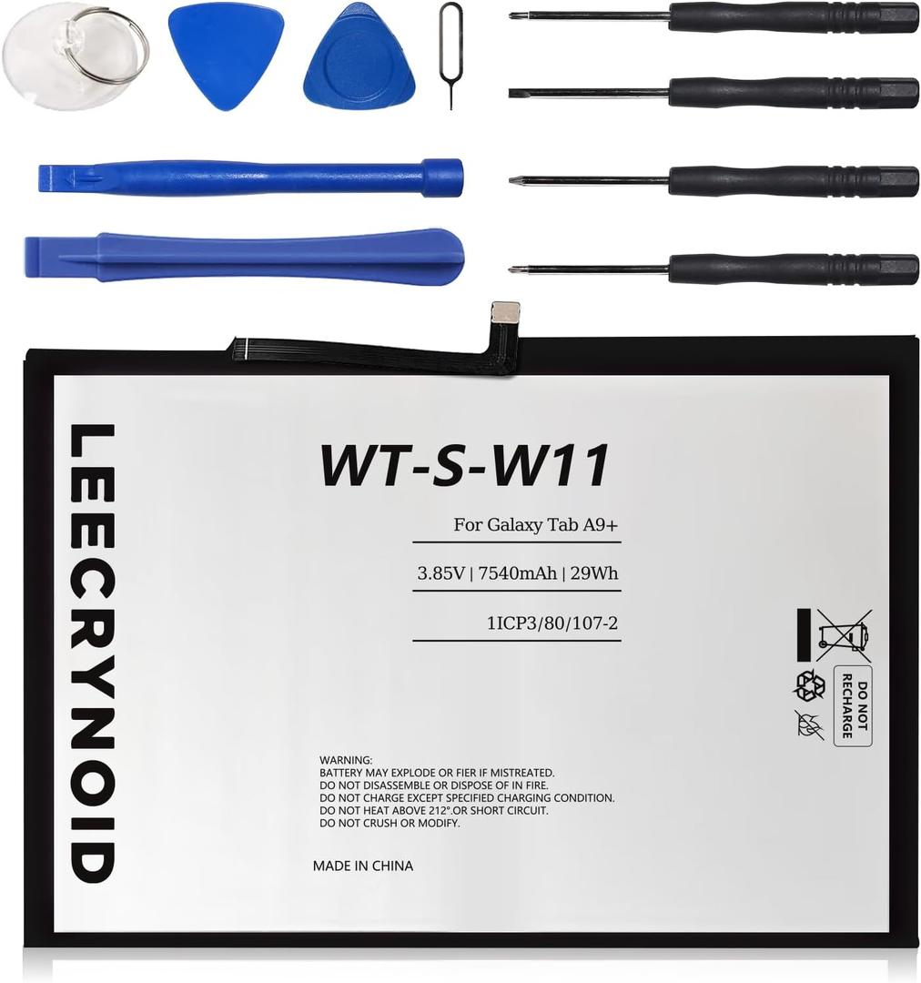 WT-S-W11 Replacement Battery for Samsung Galaxy Tab A9+ Plus 11" SM-X210/X215/X216/X218U | 3.85V 7540mAh 29Wh 0-Cycle Lithium Battery with Repair Kit