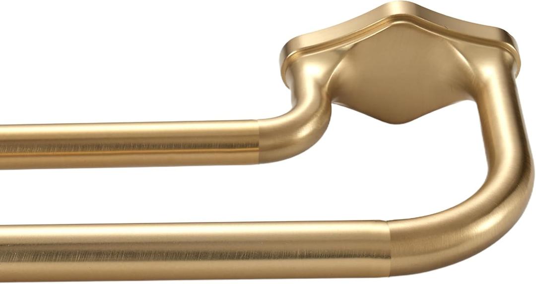 Gold Double Curtain Rods For Windows 28-48 Inch,Heavy Duty Double Curtain Rod with Aluminum Finials and Bracket,Adjustable Double Window Rods For Blackout Or Room Darkening Panels