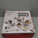 FineDine Stainless Steel Mixing Bowls Set, Dishwasher Safe, Up To 8 Quart Metal Mixing Bowls For Kitchen, Nesting, Large, Small, Big Food Prep, Cooking, Baking (6 Pack)