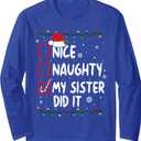 67 Shirt Nice Naughty 67 Funny Christmas Boys Girls Kids Men Long Sleeve T-Shirt M