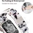 V-MORO Resin Band Compatible with Apple Watch Series 7/8/9/10 46mm/45mm/44mm/42mm Fashion Strap for iWatch Series 6/5/4/3/2/1/SE/SE2 Lightweight Bracelet Wristband Women Men(Classic Ivory Tortoise)