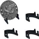 RE-SIZABLE Coin Display Stand  4 Pack Solid Metal Holders with Black Finish  Challenge Coin Rack for Military, Veteran, Firefighter, Police  Firefighter Owned Business
