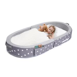 Mooedcoe Portable Foldable Toddler Travel Bed with Sides, Portable Toddler Bumper Bed for Travel Kid Foam Sleeping Cot for Children 18M 5yr Old. Gey