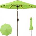 11FT Solar Lighted Patio Umbrella, Outdoor Table Market Umbrellas with Crank Lift, 32 LED Lights, 8 Sturdy Ribs, UV-Resistant for Deck, Garden, Pool, Apple Green