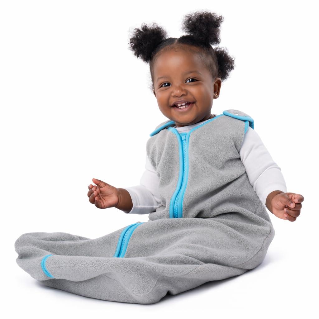 Baby Deedee Sleep Nest Fleece - Baby Sleep Sack 1.2 TOG 0-6 Months, Comfort Sleeping Bag with Soft Polar Fleece & Patented Shoulder Snaps, Newborn Wearable Blanket for Boys & Girls, Gray