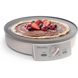 GreenPan Advanced 12" Crepe Maker, Ceramic Nonstick PFAS-Free Coating, Adjustable Temperature Control, 400°F Heating, Batter Spreader & Crepe Turner Included, Clay