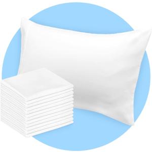 Avalon Bedding Pillow Cases Standard Size White Pillow Cases Set of 12 Cotton Blend 200 TC Soft & Breathable Perfect for Home & Hospital, Hotel Quality Queen Pillow Protectors 30x20 Inches, White