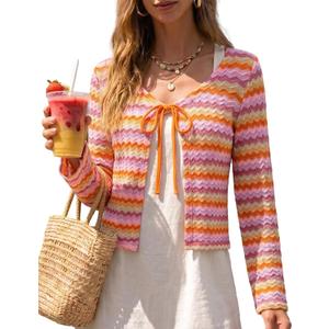 Womens Crochet Shrug Cardigan Long Sleeve Bolero Knit Summer Beach Top