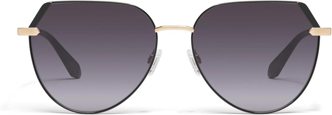 Quay - Womens Sunglasses, Polarized Round Lenses with UV Protection (Coffee Run, Tortoise Gold) (Main Character Extra Large, Black Gold/Smoke)