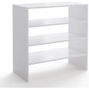 2-Tier Stackable White Shoe Rack, Wooden 2-Shelf Shoe Organizer Freestanding Shoe Storage Stand for 6-9 Pairs, Perfect for Closet, Entryway, Office Use - White(Pack of 2)