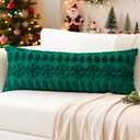 Artscope Snowflakes Christmas Tree Pillow Covers 14x36 Inch Decorative Winter Holiday Throw Pillow Cases Soft Plush Faux Fur Velvet Couch Cushion Case for Christmas Sofa Bed Room Home Decor-Green