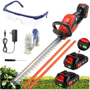 Electric Hedge Trimmers 21v Cordless Hedge Trimmer with Battery & Charger Included Handheld Electric Trimmers with Steel Blade Bush Trimmer for Garden Yard,red