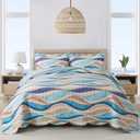 NEWLAKE Quilt Bedspread Sets - West Coastal Pattern Reversible Coverlet Set, King Size