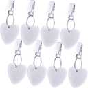 Tablecloth Weights Hangers Heart Shape Stone Table Cloth Weights with Stainless Steel Clips Heart Stone Tablecloth Clips for Family Dinner Outdoor Picnic, 8 Packs(White)