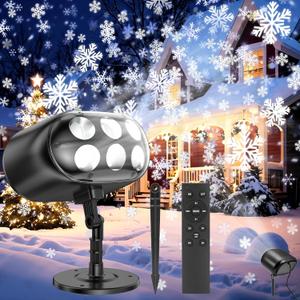 2024 Christmas Snowflake Projector Lights, Snowfall LED Light with Remote, Outdoor IP65 Waterproof for Xmas Holiday Wedding Party Garden Patio Decor (Snowfall 2)