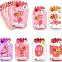 Valentines Day Cards for Kids School, 50 Pack Candy Jar Cards Set, DIY Valentine Exchange Cards with Treat Bag for School, Ideal Valentines Day Gifts for Kids Boys Girls Classroom (pink)