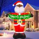 zukakii 7FT Christmas Inflatables Black Santa Claus Inflatable Outdoor Decorations with Built-in LED Light Christmas Blow Up Yard Decorations for Indoor Home Christmas Party Holiday Decor 