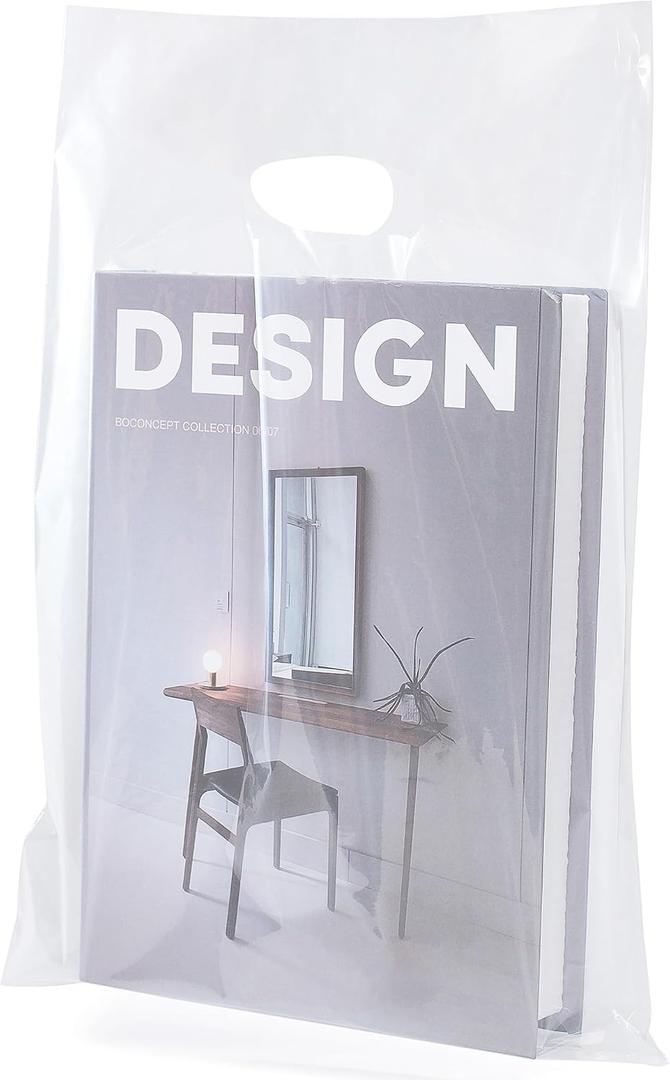 2 x Choice Marts 100 Clear Plastic Bags With Handles 9"x12" Perfect for Merchandise And Retail 1.5Mil Thick Clear Gift Bags With Handles