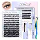 Pawotence Lash Clusters Kit Misha 1018mm Cluster Lashes Extension Kit 144pcs Eyelash Clusters Wet Look Wispy Lashes Cluster Eyelash Extensions with Waterproof Lash Bond and Seal, Remover, Applicator
