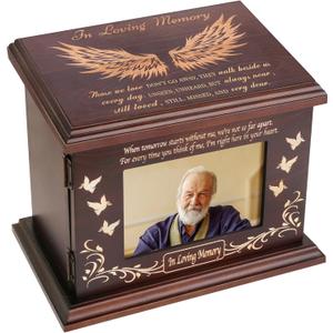 Cremation Memorial Urns for Human Ashes Adult Male Female, Wooden Picture Frame Urns Box and Casket for Men Women Child, Burial Funeral for Ashes