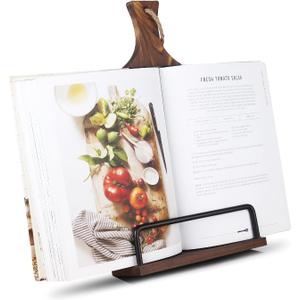 VYNOPA Cookbook Stand for Kitchen Counter Wood Adjustable Recipe Book Holder Stand iPad Rustic Holder Thanksgiving Day Christmas Gift for Mother, Grandma, Women