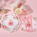 175PCS Pink Princess Birthday Party Decorations, Pink Four Ever a Princess Plates and Napkins Party Supplies, Scalloped Castle Paper Plates Disposable for Baby Shower Girl Birthday Party Decorations