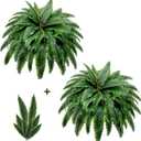 Artificial Boston Fern Bush - Set of 2 45Inch Fake Ferns with 55 Fronds, Large Hanging Faux Plants Decor, UV Resistant Faux Fern Vines Silk Greenery for Outdoor Indoor, Porch, Farms, Patio