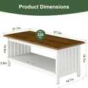 YOSHOOT 47.2" Farmhouse Coffee Table - Coffee Tables for Living Room, Small Coffee Table with Storage, Center Table for Living Room, Bedroom, Office, White, 21.65"D x47.24"W x 18.7"H
