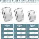 TeamFar Stainless Steel Bento Box, 3 Pack (16, 28 & 47oz) Metal Lunch Box with 3 Compartments for Adults Kids, Lunch Food Containers for School/Work/Meal Prep, Leak-Proof, 550ML+850ml+1400ML