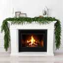 9FT Christmas Garland, Real Touch Norfolk Pine Garland, Green Artificial Greenery Garland for Table, Mantle, Wall, Indoor, Outdoor Christmas Decorations