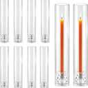 Glass Hurricane Candle Holders 10 Pack 12.6" Open Ended Candlestick Tubes | Clear Bottomless Cylinders Suitable for Taper LED Candles for Wedding Party Christmas Table Centerpiece Decor