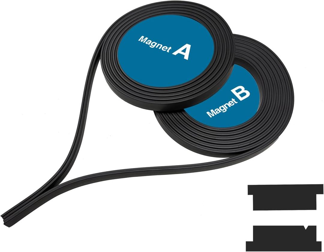 3/8" Width x 78" Length A+B Paired Magnetic Strips for Shower Door Replacement, 2 Rolls Insert for Framed and Semi-Framed Sliding Glass Doors