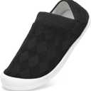 STQ Women's Slippers Indoor with Slip on Cozy House Shoes Non Slip Warm Loafers (Black)