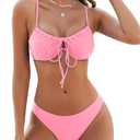 ZAFUL Women High Cut Bikini Sets String Sexy Swimsuit Two Piece Underwire Bathing Suit Brazilian Cheeky Cut Out Cute Swimwear, Size M