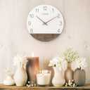 La Crosse Clock 404-3630B 12 inch Ivory Sierra Wood Quartz Analog Wall Clock