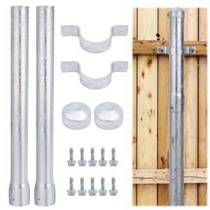 Fence Post Extender 2-3/8" OD 24" Height Heavy Duty Hot-Dip Galvanized Steel with Fence Bracket, Screws & Caps (2 Pack)