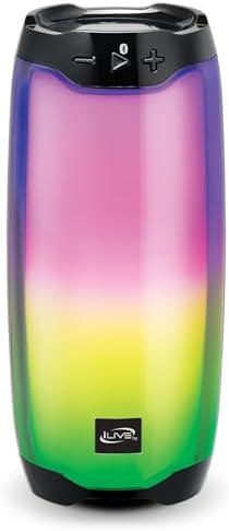 iLive Portable Bluetooth Color Changing Party Speaker, LED Light Effects, ISB212BLK