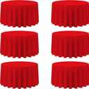 BRILLMAX 6 Pack Red Round Tablecloths 120 Inch for 60 Tables - 150 GSM Polyester Fabric, Floor Length Drop, Water, Stain & Wrinkle Resistant Cloth Cover for Wedding Reception Banquet Dining Party