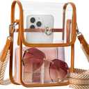 JANTHYE Clear Purse Bag for Women Stadium Approved, Clear Crossbody Bag for Concerts Sports Events Festivals, Brown