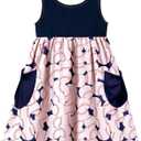 Vieille Little Girls Sleeveless Dress Cute Summer Sundress with Pocket 2-7 Years (4-5T, Baseball)