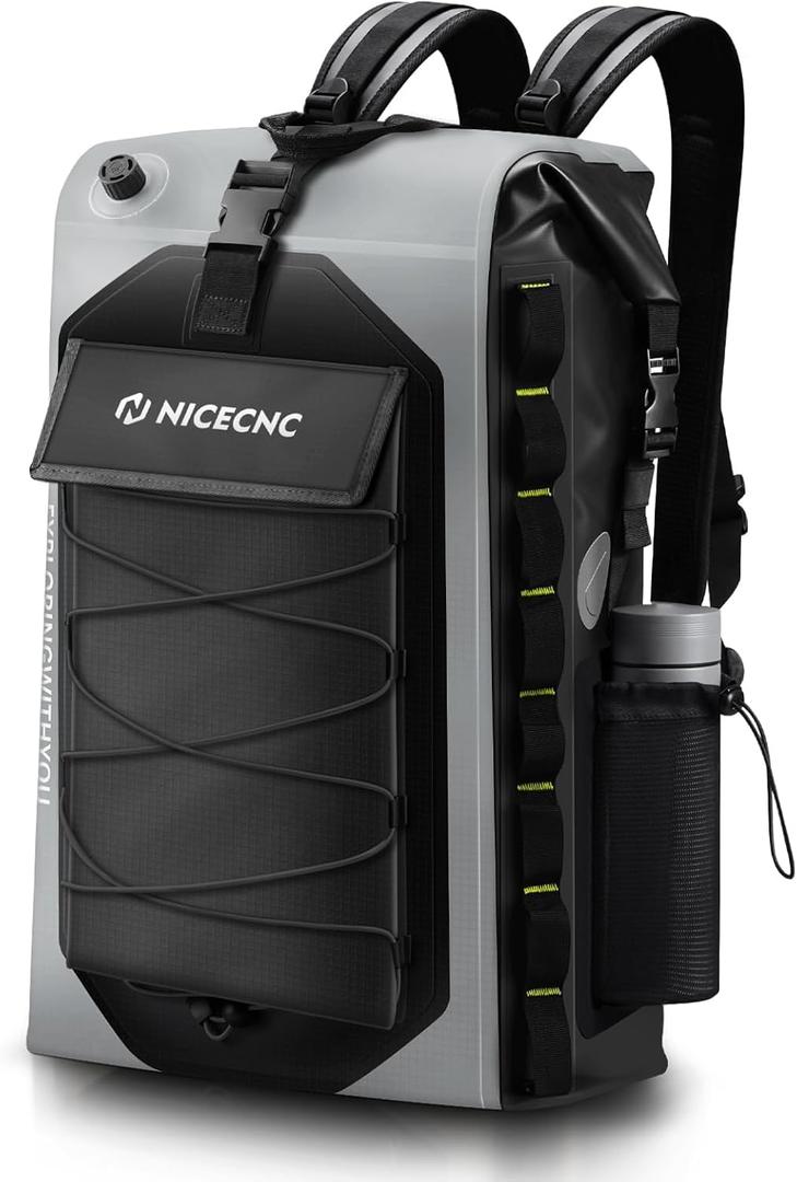 NICECNC Waterproof Motorcycle Backpack 40L, 500D PVC Multi-functional Motorcycle Rear Seat Bag Dry Bag Tail Bag Helmet Luggage Bag for Riding Camping Boating (Grey)
