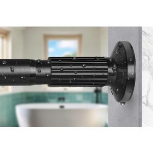 Tension Shower Curtain Rod 51-86In(4.25-7.16Ft), Tension Shower Rod No Drilling for Bathroom or Window Closet, Adjustable Spring Shower Rod, Easy to Install Never Rust, Rod Diameter 1.26Inch-Black